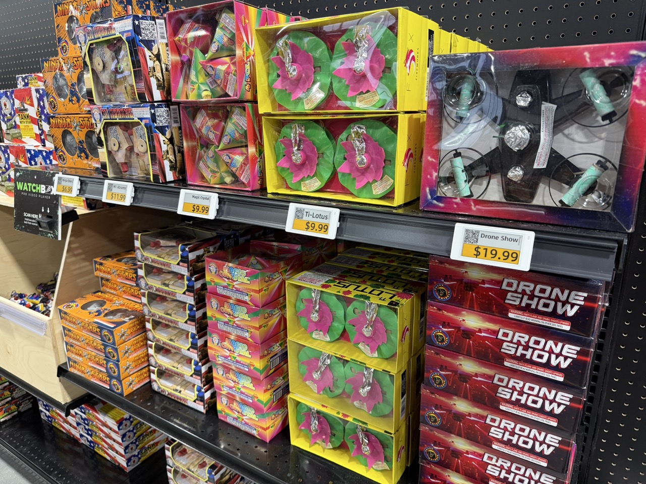 Multiple electronic shelf labels installed across a product shelf